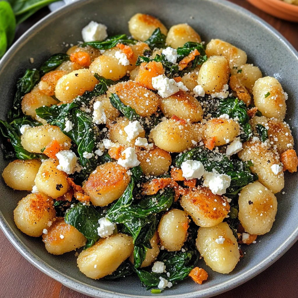 Crispy Gnocchi With Spinach And Feta
