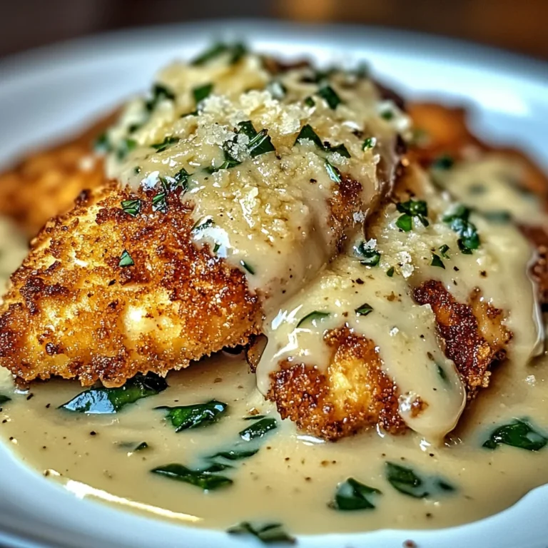 Crispy Parmesan Chicken with a Rich Garlic Sauce - Easy Dinner Idea