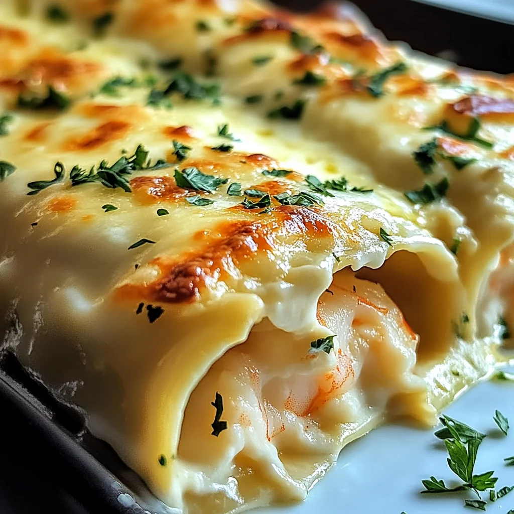 Dive into Decadence: Shrimp & Crab Alfredo Lasagna Roll-Ups You’ll Crave