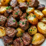 Garlic Steak Bites and Potatoes
