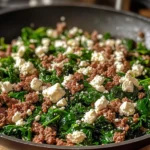 Ground Beef and Spinach Skillet with Feta