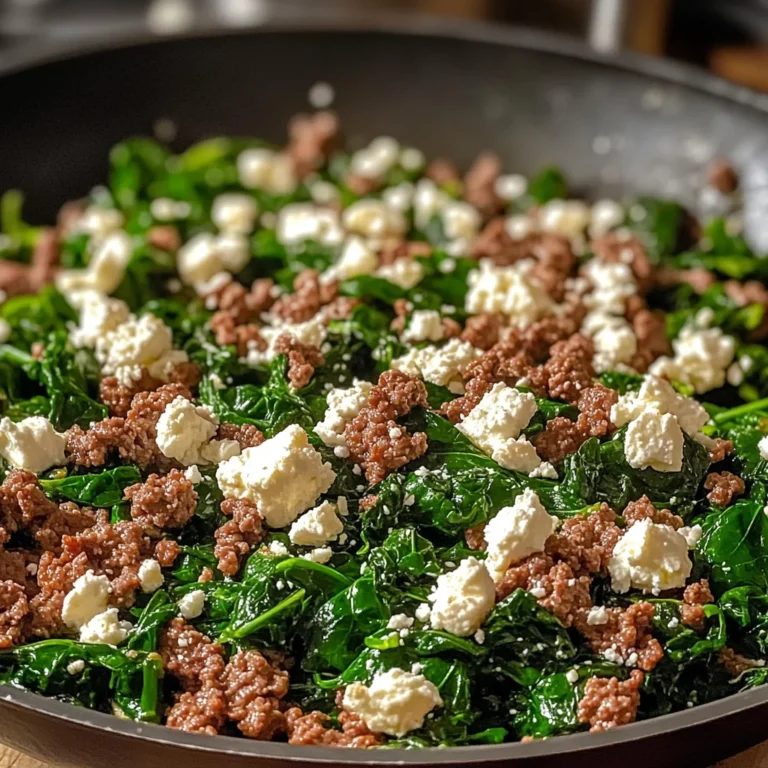 Ground Beef and Spinach Skillet with Feta