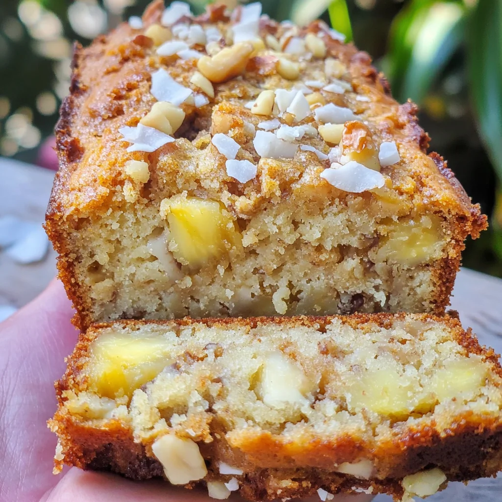 Hawaiian Banana Bread with Pineapple, Coconut & Macadamia Nuts