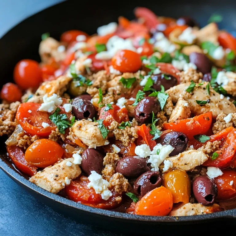 Mediterranean Keto Ground Chicken Skillet with Olives and Feta