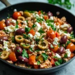 Mediterranean Keto Ground Chicken Skillet with Olives and Feta