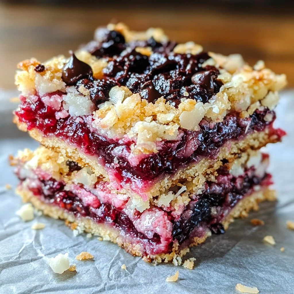 Raspberry Coconut Magic Bars