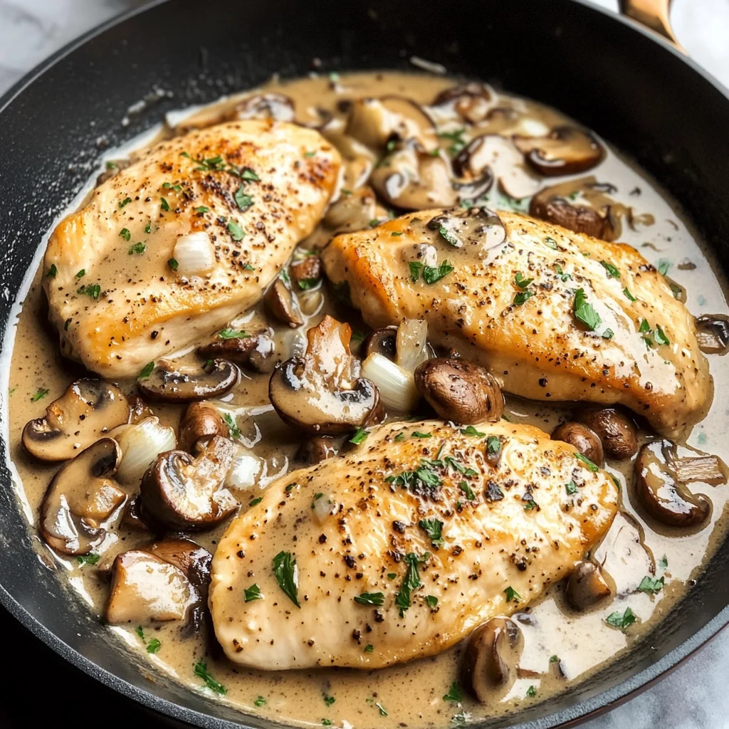 Skillet Chicken and Mushroom Wine Sauce