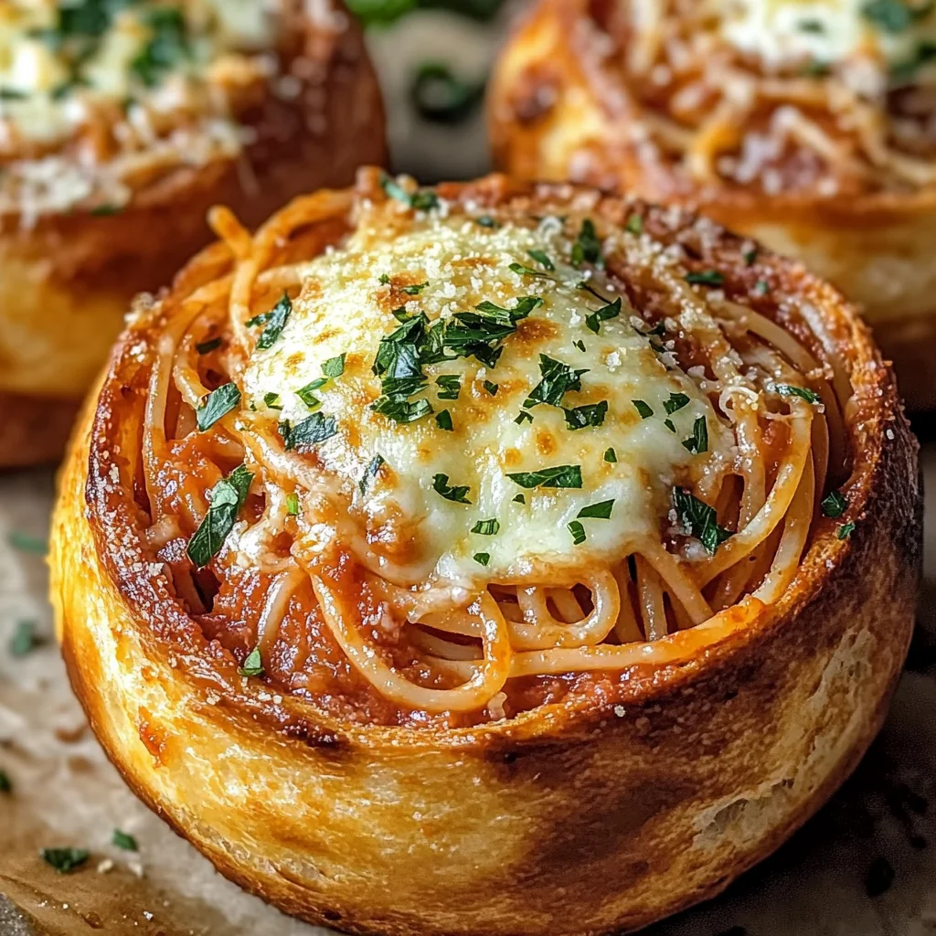 Spaghetti Garlic Bread Bowls