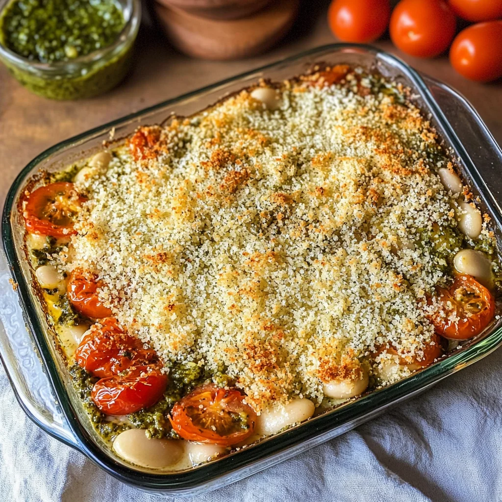 White Bean and Pesto Bake