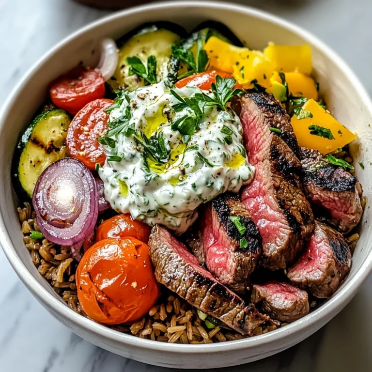 Mediterranean Steak Bowl with Tzatziki